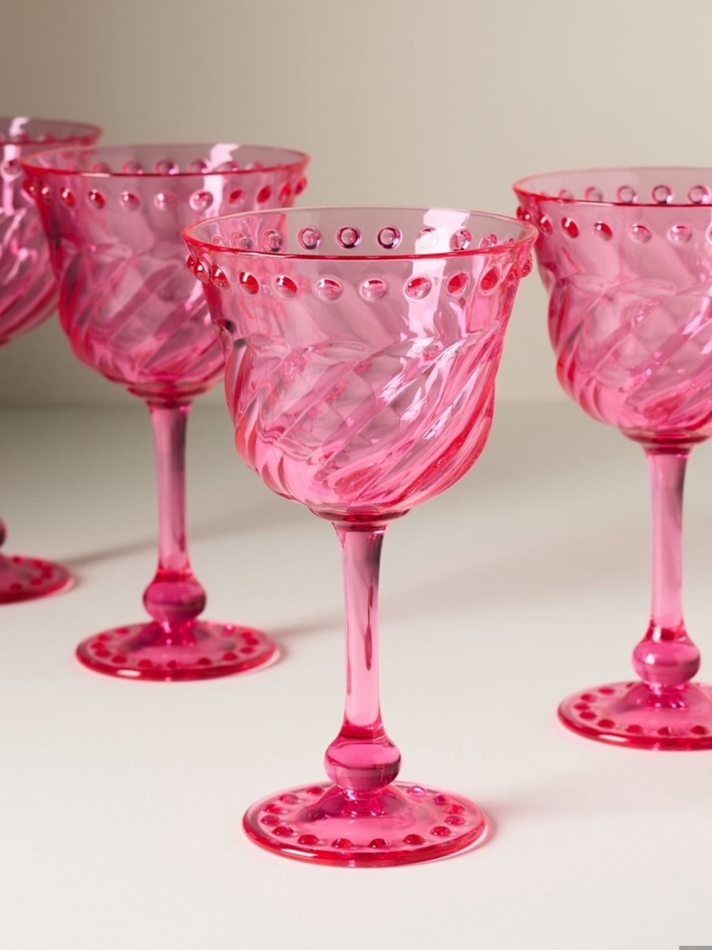 Anthropologie Acrylic Wine Glasses Esther New in Box Set of 2 Pink NWT